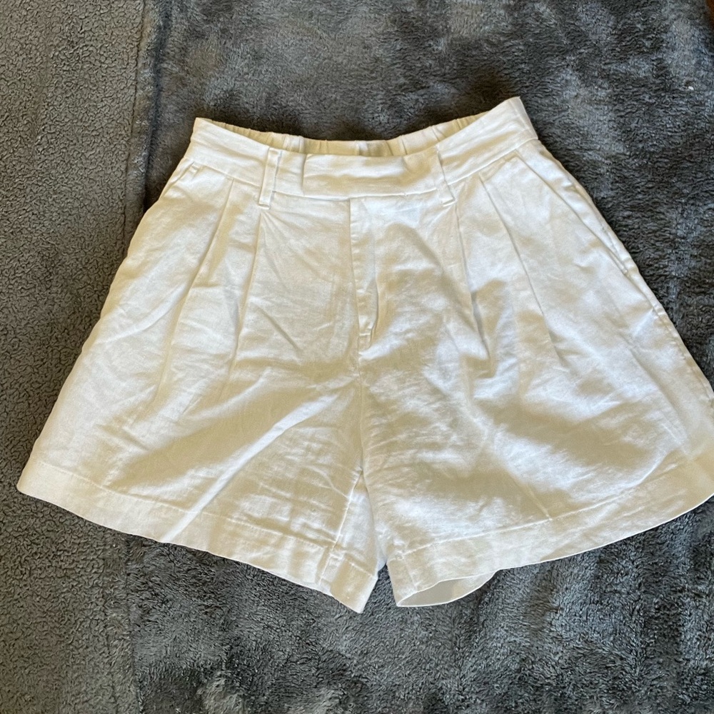 White linen shorts